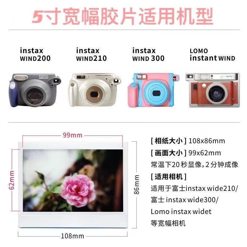 Fuji (FUJIFILM) instax instant wide400 photo paper one-time imaging retro camera series five-inch wide format 20 photos international version birthday gift