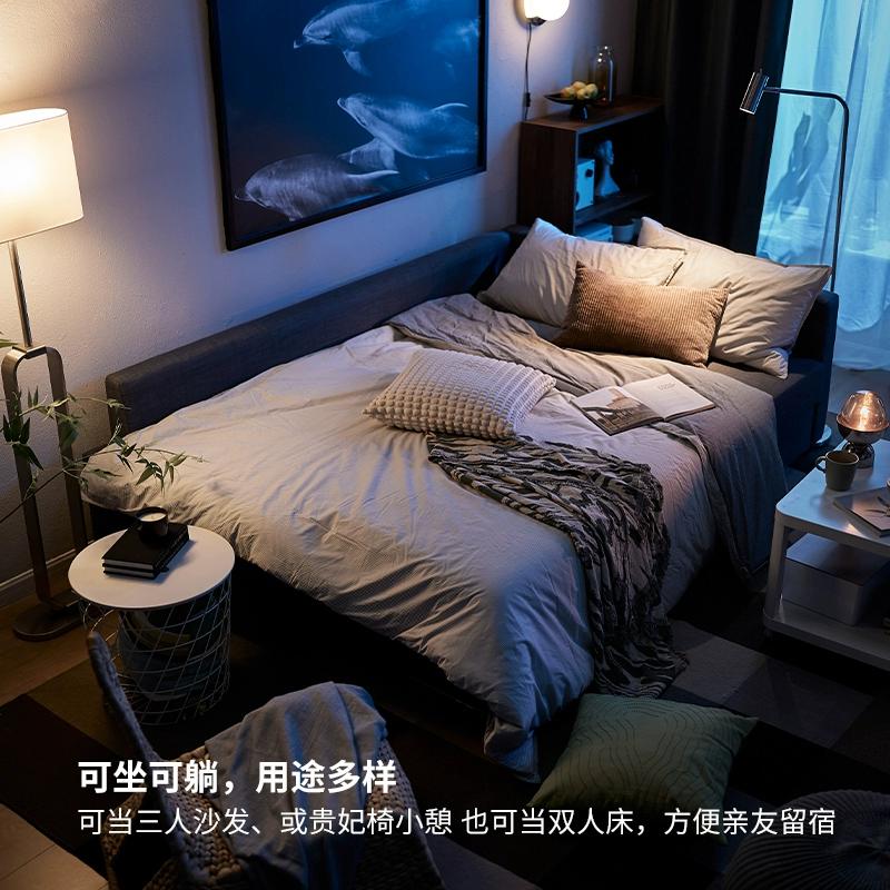 IKEA (IKEA) FRIHETEN Corner Sofa Bed with Storage Sitting and Sleeping Living Room Simple Multi-Function Folding Bed Dark Gray Corner Cushion Sofa Bed + Coffee Table