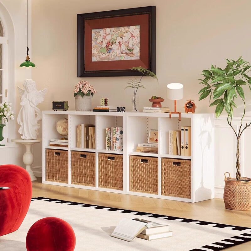 Steel lattice cabinet Kalek bookshelf free combination floor-standing storage rack storage cabinet integrated wall bookcase black - eight horizontal grids