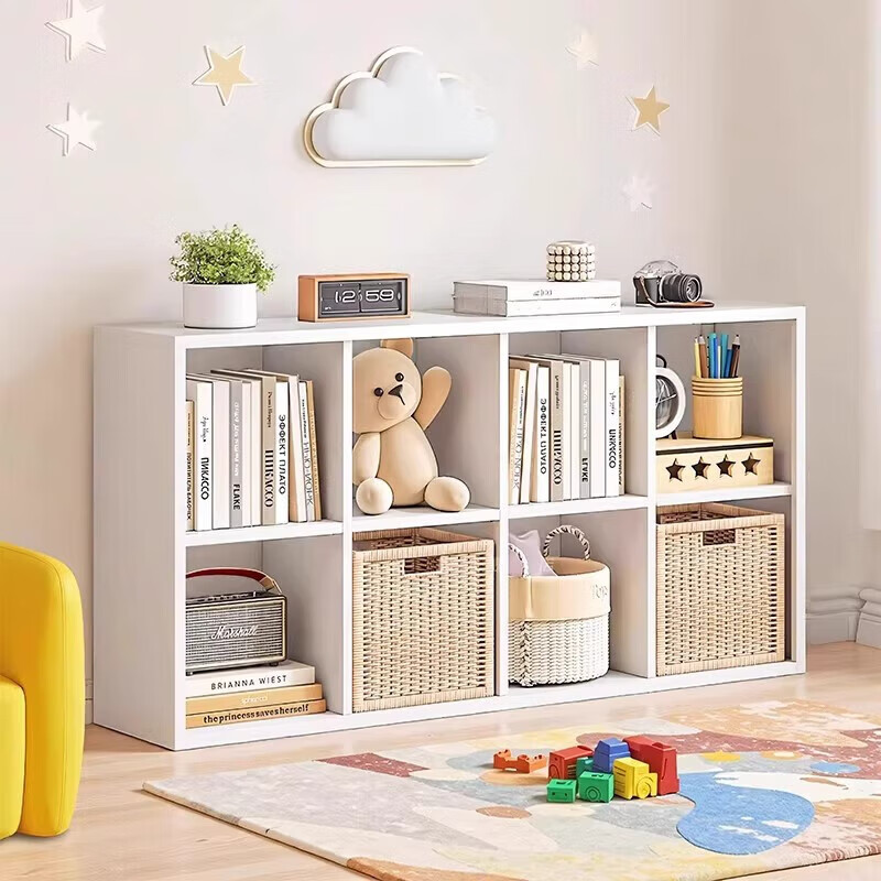 Steel lattice cabinet Kalek bookshelf free combination floor-standing storage rack storage cabinet integrated wall bookcase black - eight horizontal grids