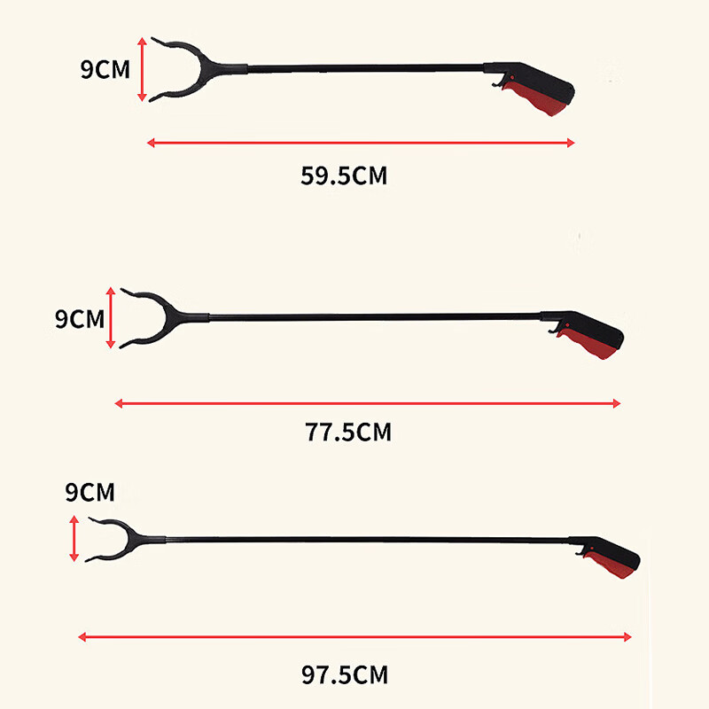 Hesdig Garbage Clip Cleaning Garbage Pliers Garbage Picker Sanitary Clip Garbage Picking Garbage Clip Picker Red Black 97.5cm (4 pieces) JG-895