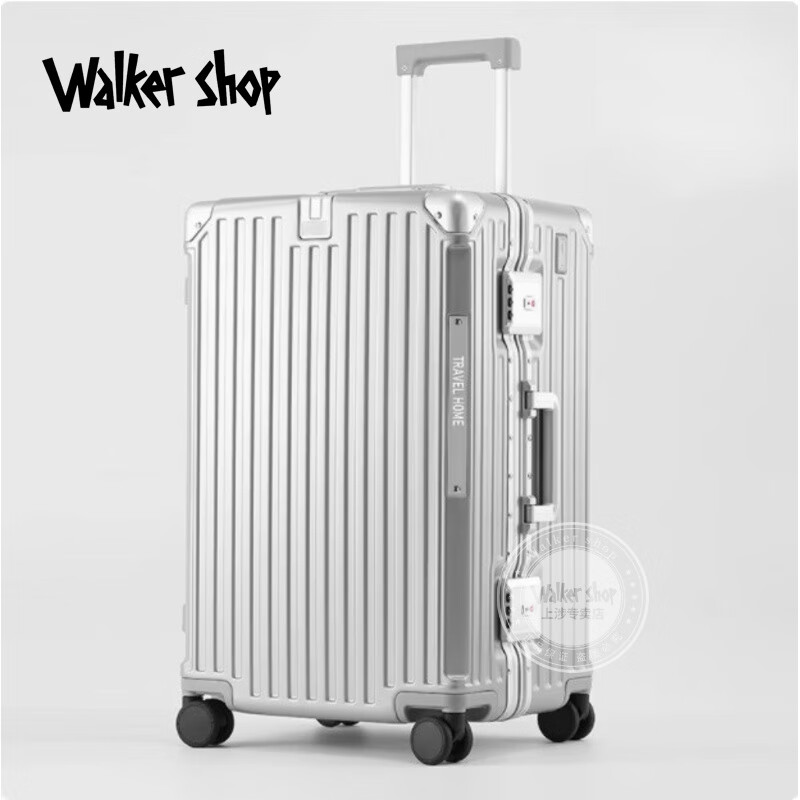Walker Shop luggage 37-open large-capacity aluminum frame trolley case women's thickened multi-functional suitcase 30 inches 32 business cases men's silver 32 inches