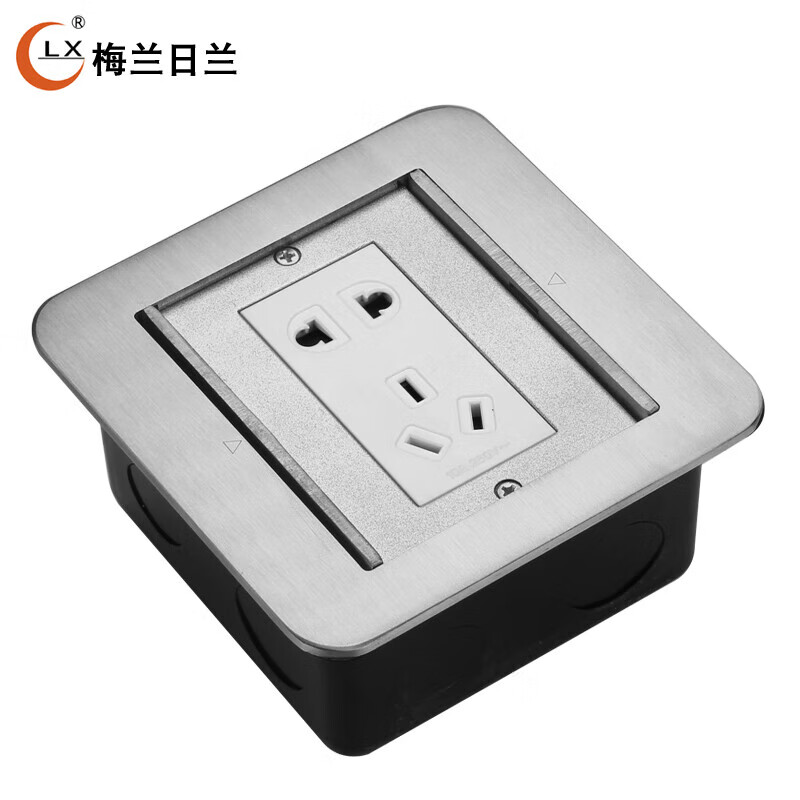 Merlin Gerin 304 stainless steel waterproof floor socket double door hidden five-hole floor ground socket five holes