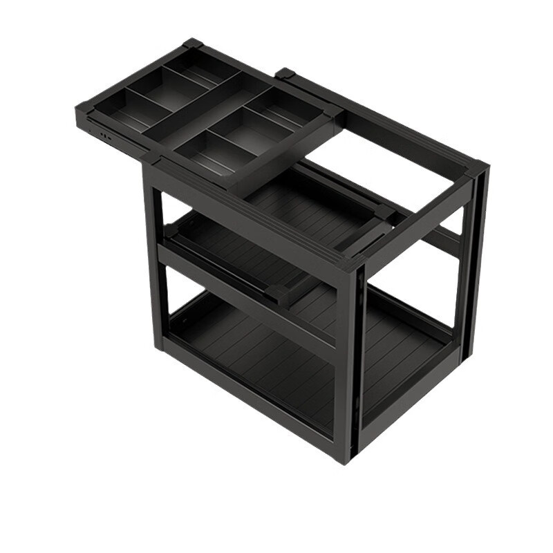 Funwutou all-aluminum seasoning basket three-layer drawer-type damping buffer cabinet pull basket kitchen storage floor cabinet basket 300 cabinet