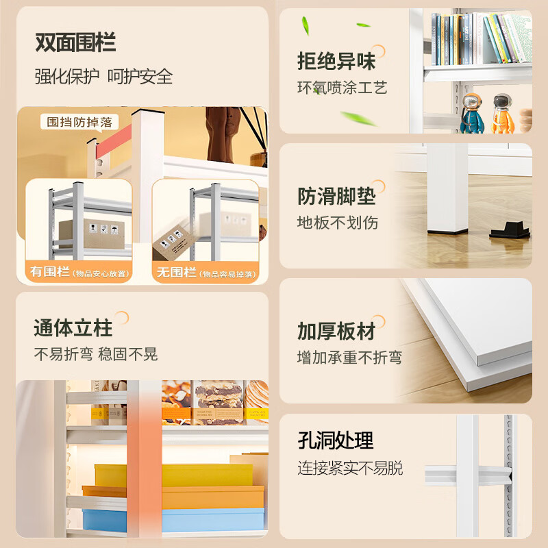 Jiahui's preferred steel bookshelf storage rack floor-standing multi-layer book storage rack living room study storage rack six layers 120cm long