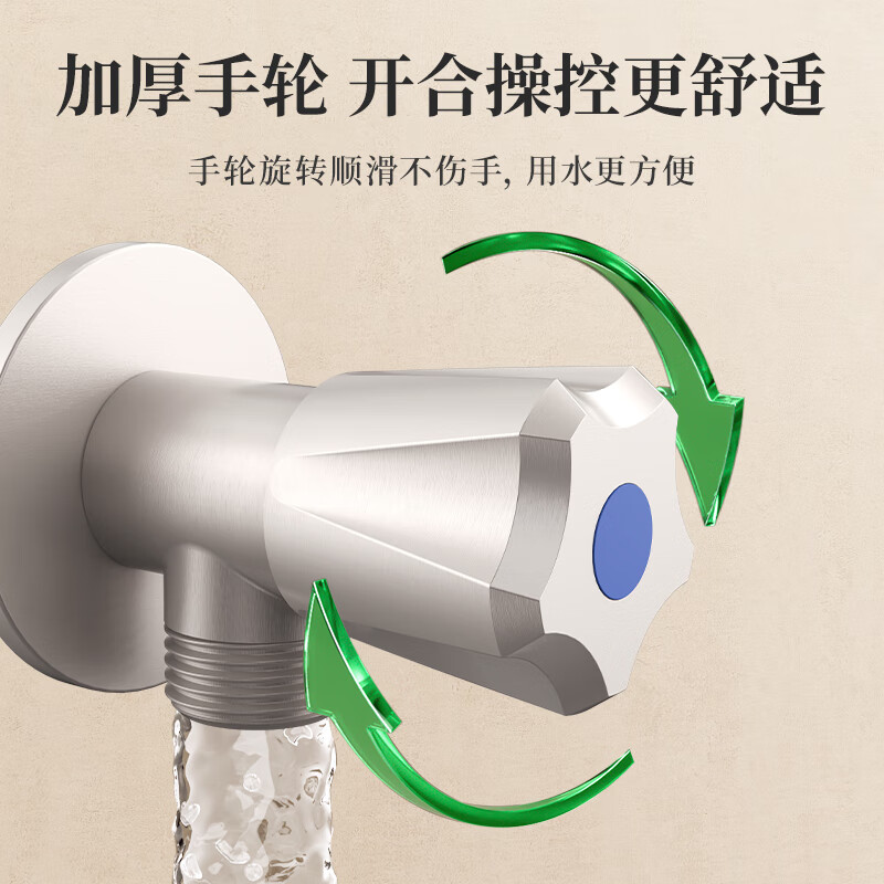 Weixing Brass Triangle Valve 4 Points Cream Air Cold Hot Water Washbasin Sink Washing Machine Ceramic Valve Core 1119Y-Nickel Brushed-Blue