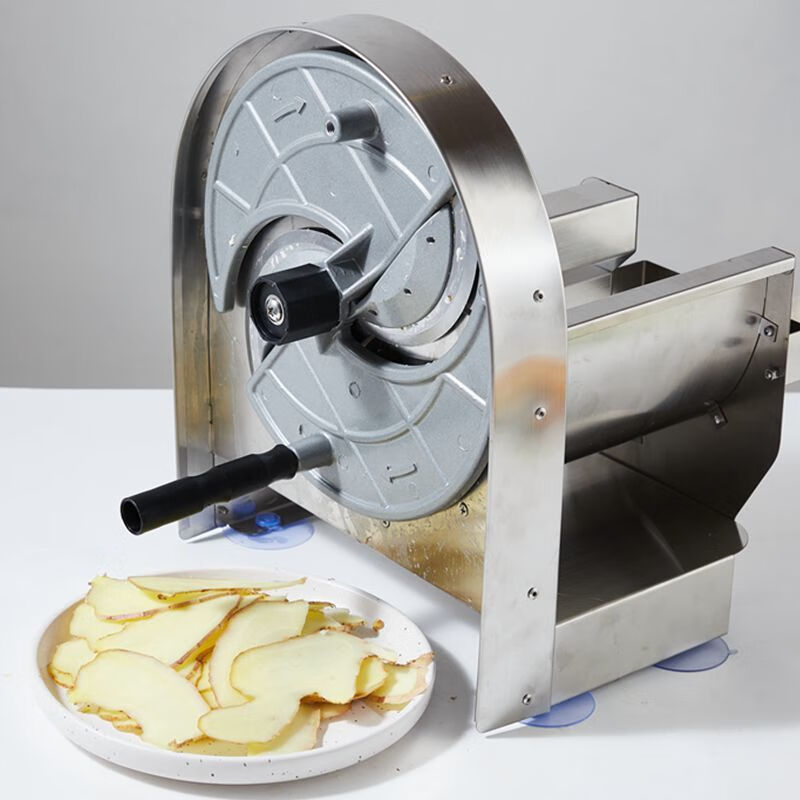 Grain harvesting commercial stainless steel fruit and vegetable slicer manual lemon potato lotus root slicing artifact milk tea hot pot skewers cutting vegetables plastic single slot model (black aluminum alloy knife disc)