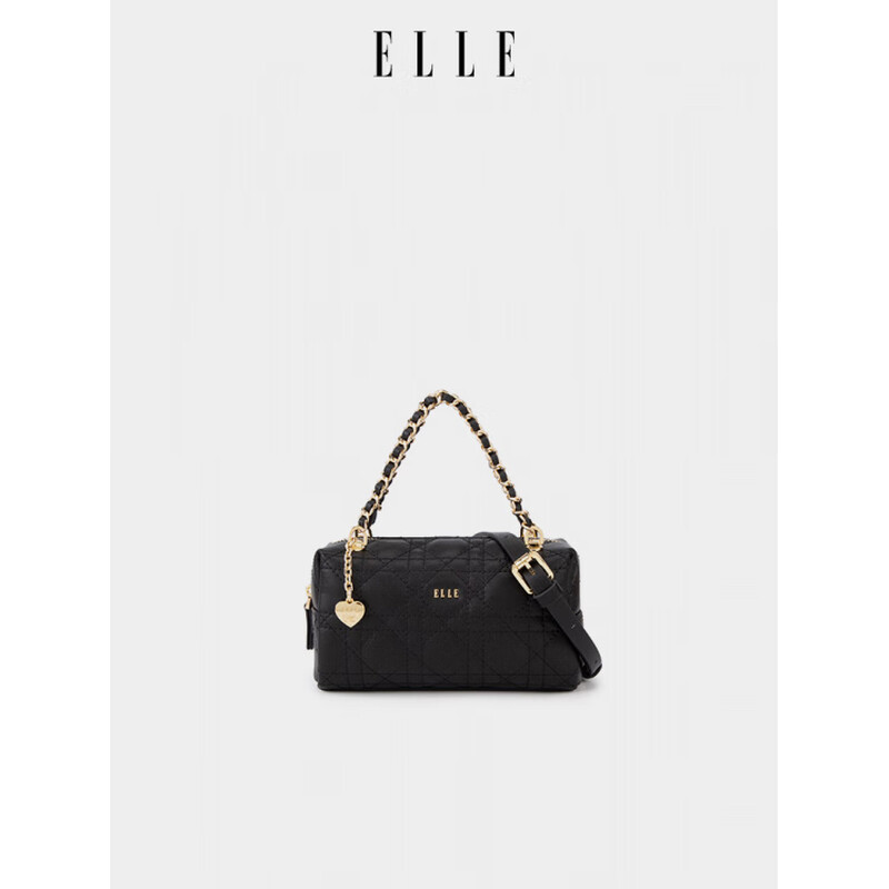 ELLE Women's Bag 2025 New Bag Diamond Chain Toast Bag Women's Handbag Fashion Versatile Shoulder Bag Official Black