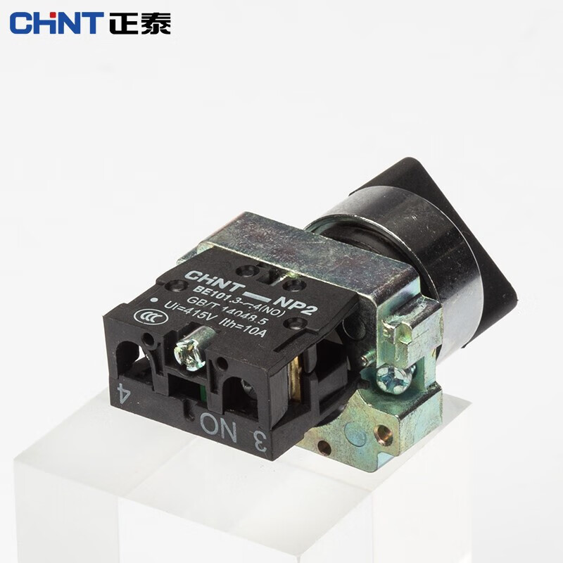 Chint (CHNT) push button switch NP2 series self-reset push-type knob flat knob rotation emergency stop self-locking control mushroom head NP2-BE101 knob BD21 two-position self-locking one normally open