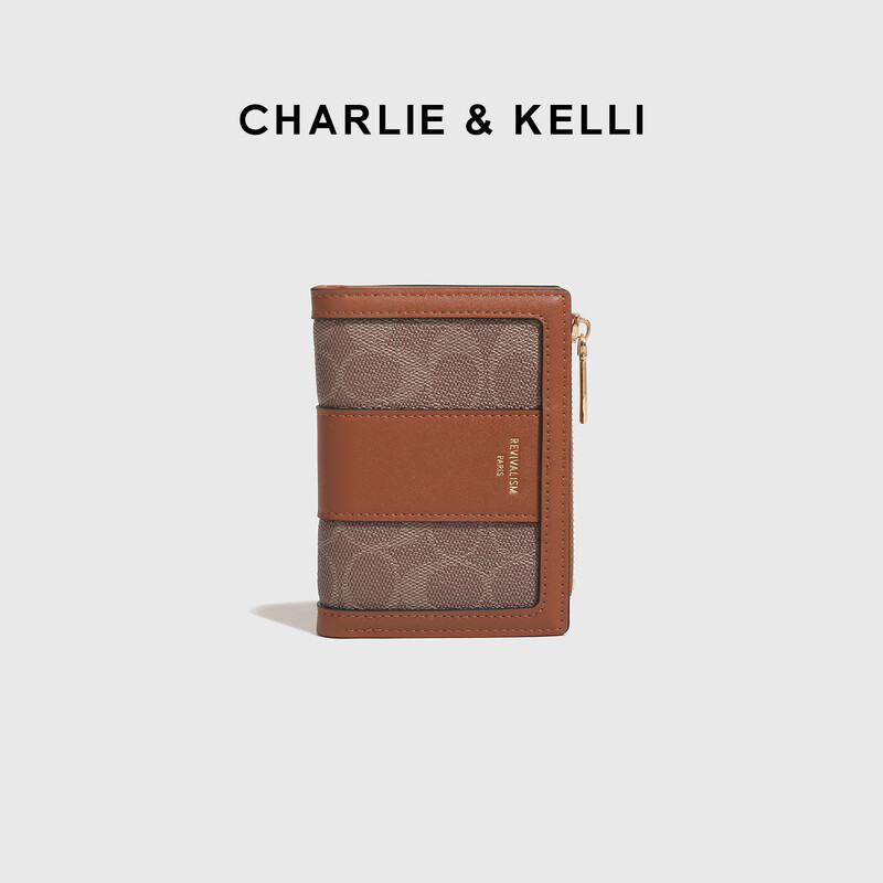 CHARLIE&KELLICK品牌新款包包女款2026年钱包女式时尚高档钱包短款复古零钱包 棕色【情人节礼物送女朋友走心】