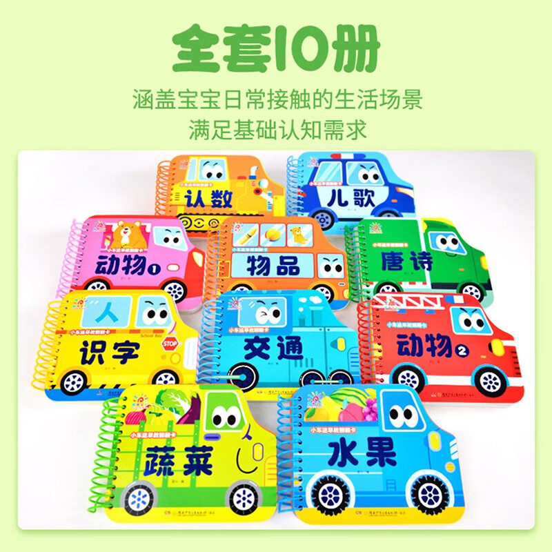 Sunshine Baby Baby Enlightenment Cognitive Book Picture Book Little Car Fan Early Education Flip Card Tang Poetry 0-3 Years Old Infant Cognitive Card Learning Ancient Poetry Thickened Cardboard Book Children's Tear-proof Flip Book