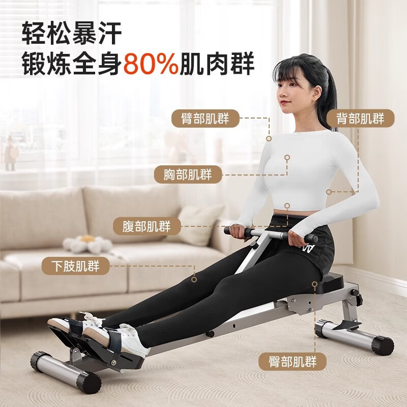 Eggor rowing machine, home fitness, foldable hydraulic rowing machine, water resistance and wind resistance rowing machine, aerobic indoor fitness equipment, basic exercise model, 10-level resistance adjustable/hydraulic noise reduction/shock-absorbing cushion