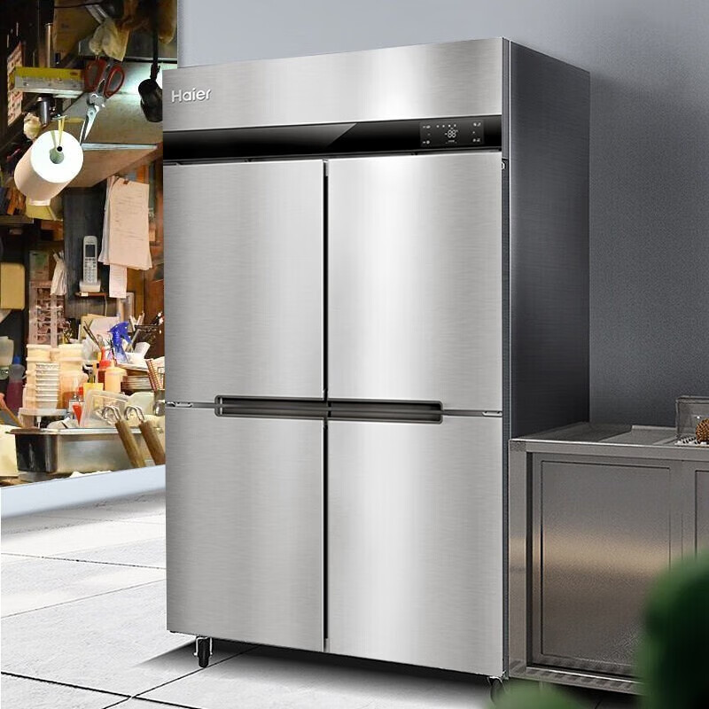 Haier kitchen refrigerator commercial vertical four-door\six-door freezer hotel canteen hotel restaurant back kitchen stainless steel copper tube large capacity 856 liters four doors fully refrigerated air-cooled frost-free first-class energy efficiency