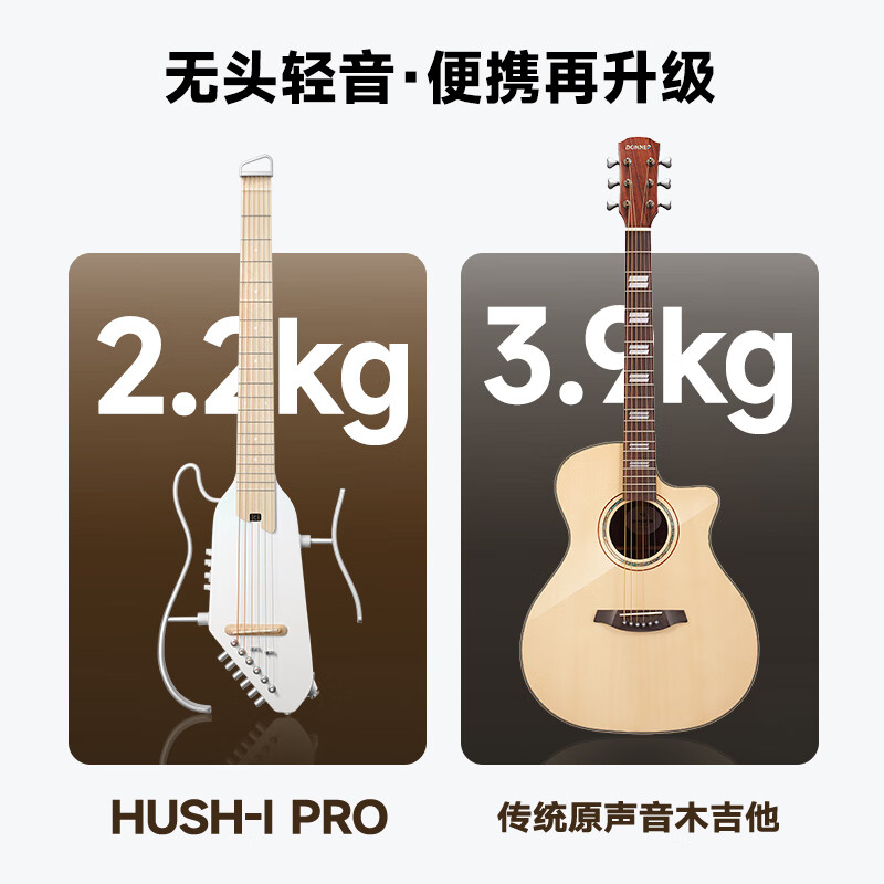 DONNER HUSH-I Pro light guitar Pro folk guitar portable smart guitar with mute classic wood color