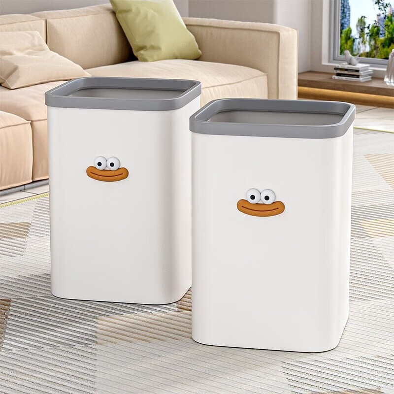 Bun Peng trash can, large-capacity press ring, special storage for home kitchen, dormitory, extra thick and durable paper basket, bathroom paper basket, tender yellow, free sausage mouth stickers, 17L*2 pack