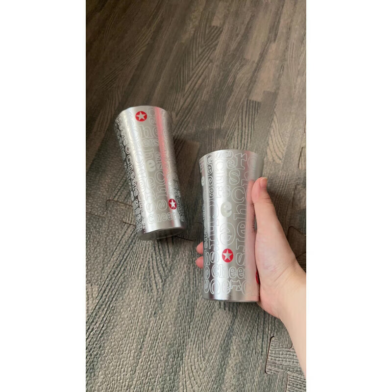 Heineken Aluminum Beer Cup Beer Cup Cold-Changing Aluminum Cup Metal Cup Internet Celebrity Color-Changing Cup Collection Pack Party Delivery Ice Bucket Star Engraving 500ml (No Wording on the Back)