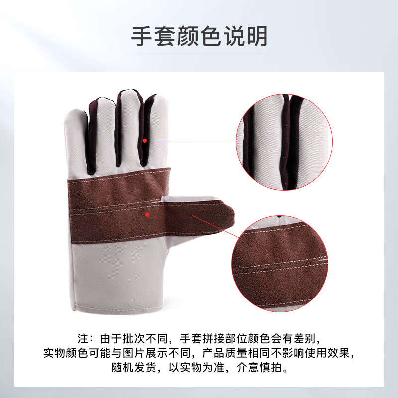Xinggong (XINGGONG) canvas gloves with leather palms, strong wear-resistant handling, railway maintenance and labor protection work gloves, 10 sets XGS-F8