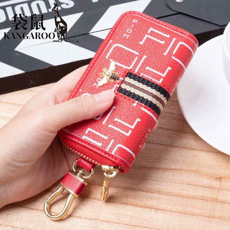Kangaroo (KANGAROO) new Korean style fashion key bag, high-looking, multi-functional and personalized home key chain, versatile universal waist bag, pink