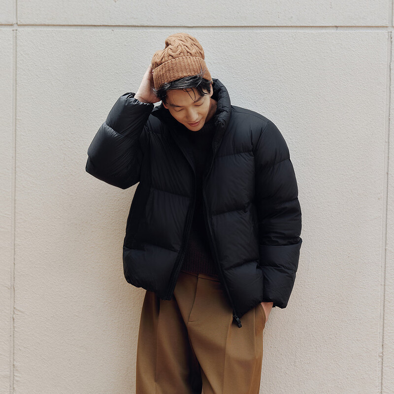 Semir Easy Down Series Three-Proof Down Jacket Men's Winter Couple Solid Color Jacket Top Black (Gray Duck Down) 2XL