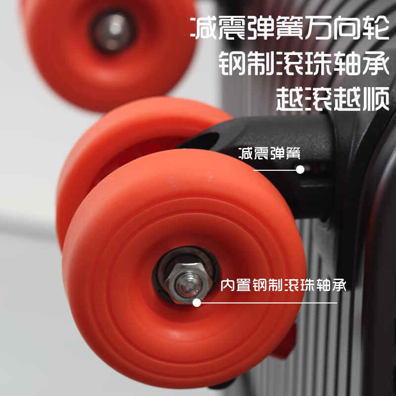 World Geographic 2025 New German Aluminum Magnesium Alloy Suitcase Wide Trolley Travel Bag Aluminum Frame Universal Wheel Trolley Case Password Interstellar Titanium Gray with Emma Orange 20 Inch (Carry-on Case)