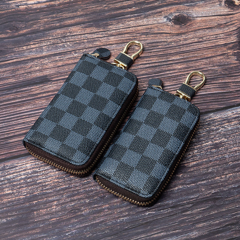 Ye Yu Large Capacity Universal Waist Key Bag for Men and Women Compact and Simple Internet Celebrity Multi-Function Home Key Bag Storage Bag Checkerboard Black/Small Size Can Hold 6 to 8 Keys Editor