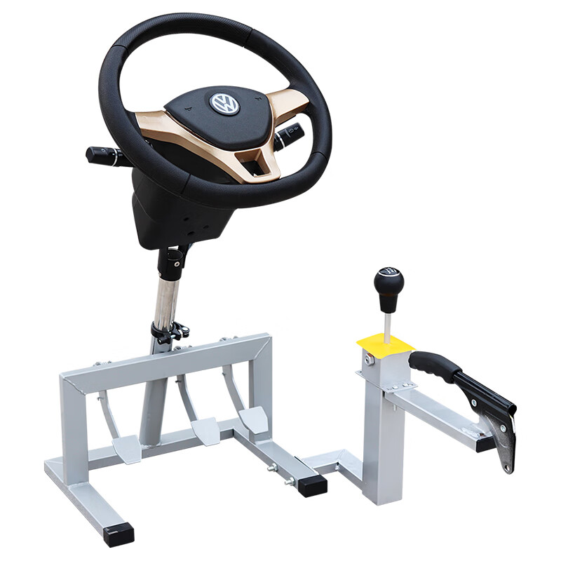 Driving school coach car driving steering wheel simulator subject two steering driver's license training machine gray-white left-hand automatic transmission total three turns one and a half turns positive with resistance