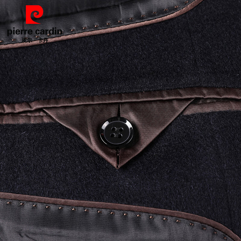 Pierre Cardin woolen coat men's jacket lapel solid color mid-length warm cashmere jacket coat