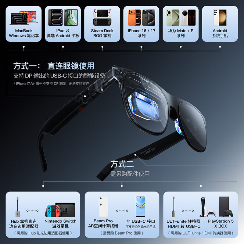 XREAL One Pro AR smart glasses 556 portable screen 57 FOV self-developed X1 chip native 3DoF can hover viewing glasses non-VRAI glasses M size