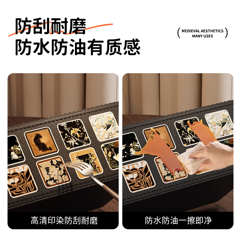 FAJIENUO tissue box storage medium antique style leather creative living room light luxury high-end tissue box Huazui Jinyin (large size)