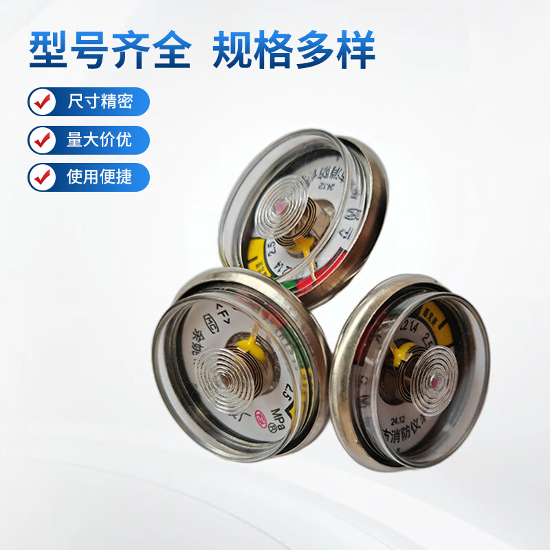 Fire extinguisher pressure gauge 2-8KG dry powder fire extinguisher accessories 2025 new national standard old national standard barometer 2.5MPa accessories fire equipment pressure gauge large mirror (M10 old standard) 10 pieces