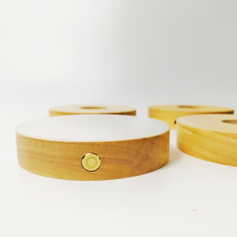 Luminous Coaster LED Light Round Night Light Luminous Base Rechargeable Wine Bottle Lamp Holder DIY Cocktail Light Cup Three Color Light Rechargeable Large Base (Including Light Guide Cover)