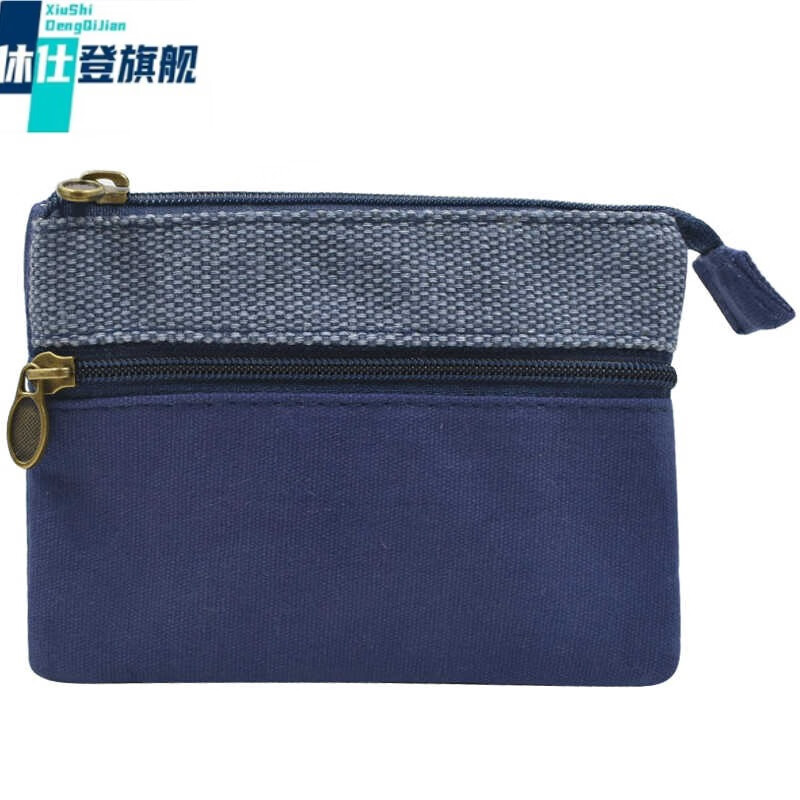 Husden XSDN canvas multi-layered small wallet simple new retro fabric mini small bag zipper coin purse card holder key bag orange