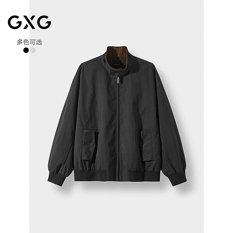 GXG Men's 25th Autumn New Product Two-Color Simple Casual Versatile Stand Collar Black 185/XXL