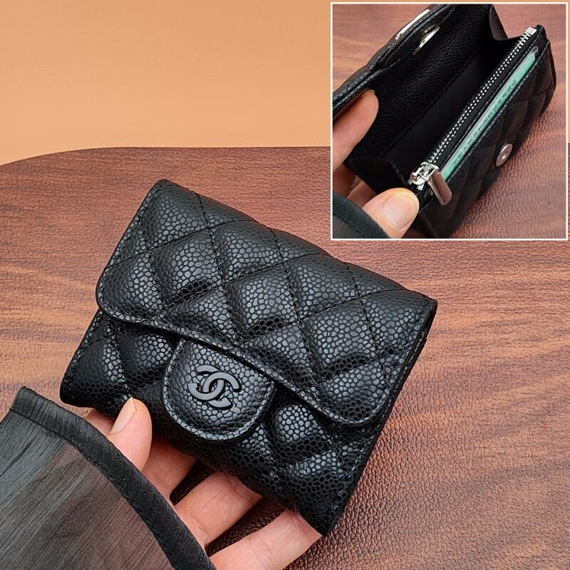 CHLING KAYAN Small ck women's bag coin purse card holder women's 2025 new genuine leather coin zipper high version black label zipper coin card holder cowhide cover short style