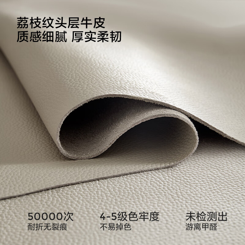 Lin's Home Furnishing Small Apartment Leather Art Bed Double Bed Large Bed High-End Atmosphere Double Upholstered Wedding Bed R722 Morning Gray | High Bed + Spine Protective Mattress + Bedside Table *1 1.5x2.0 Meters