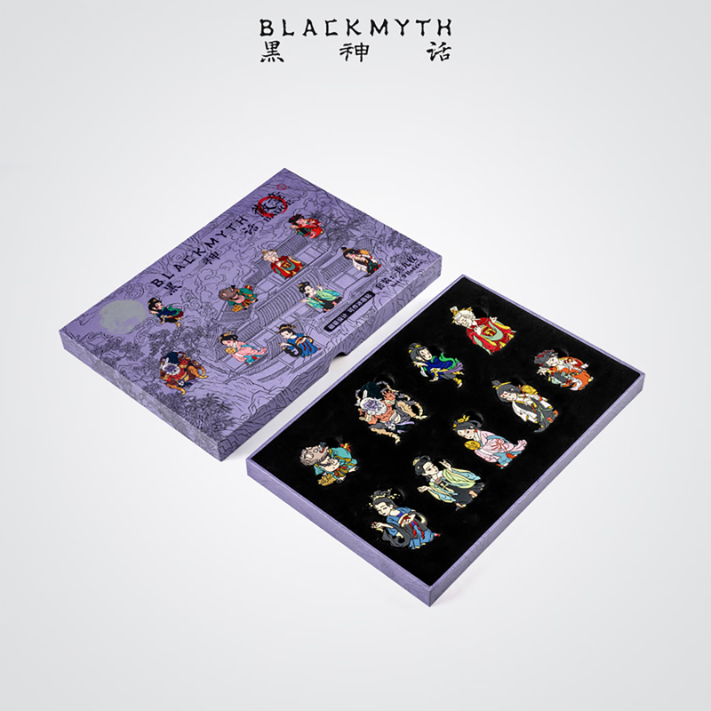 Black Myth Shadow God Picture Badge Set (4) Black Myth Wukong Official Periphery Metal Magnetic Brooch Pin Refrigerator Magnet Accessory Gift