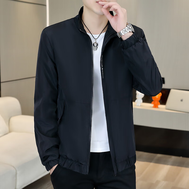 Woodpecker Autumn and Winter New Men's Jacket Plus Velvet Thickened Jacket Youth Warm Clothes Slim Trendy Stand Collar Jacket H0919/Stand Collar Beige Velvet 2XL