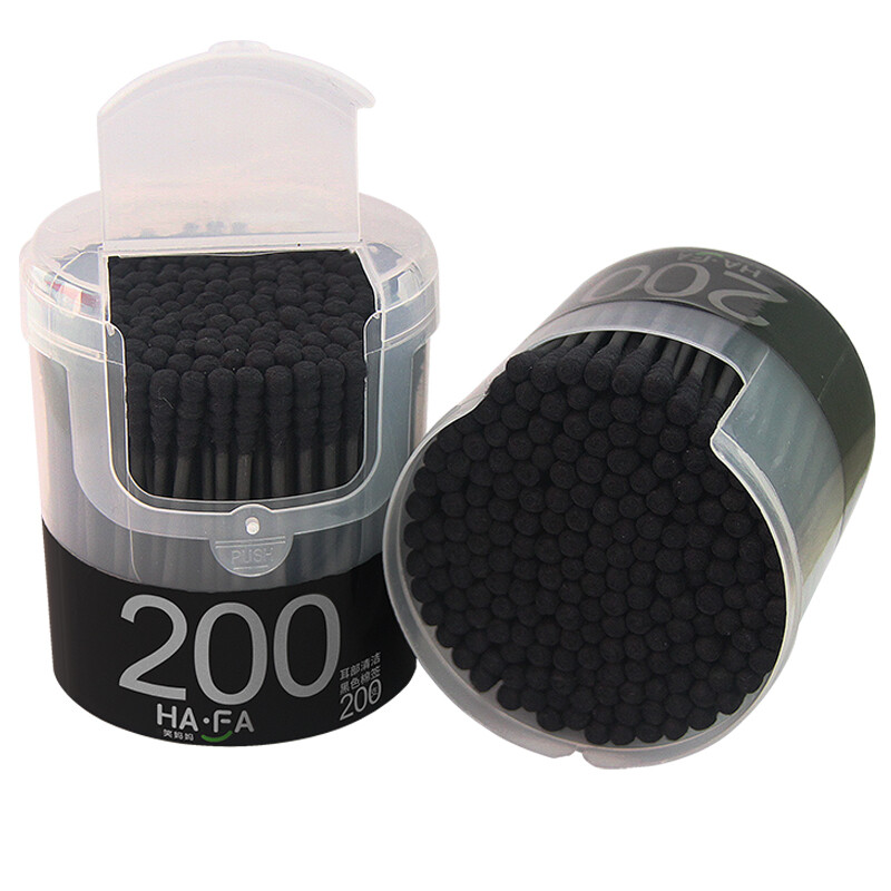 Laughing Mom Black double-headed spiral ear cotton swabs, ear cotton swabs, 200 pieces