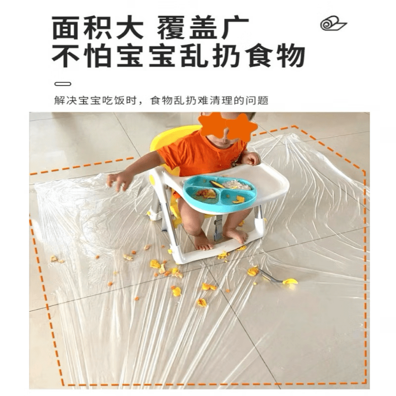 Junkis children's dining chair mat, anti-dirty artifact for eating, baby chair floor mat, disposable plastic mat, oil-proof plus safety, hygiene, oil-proof, 60 pieces
