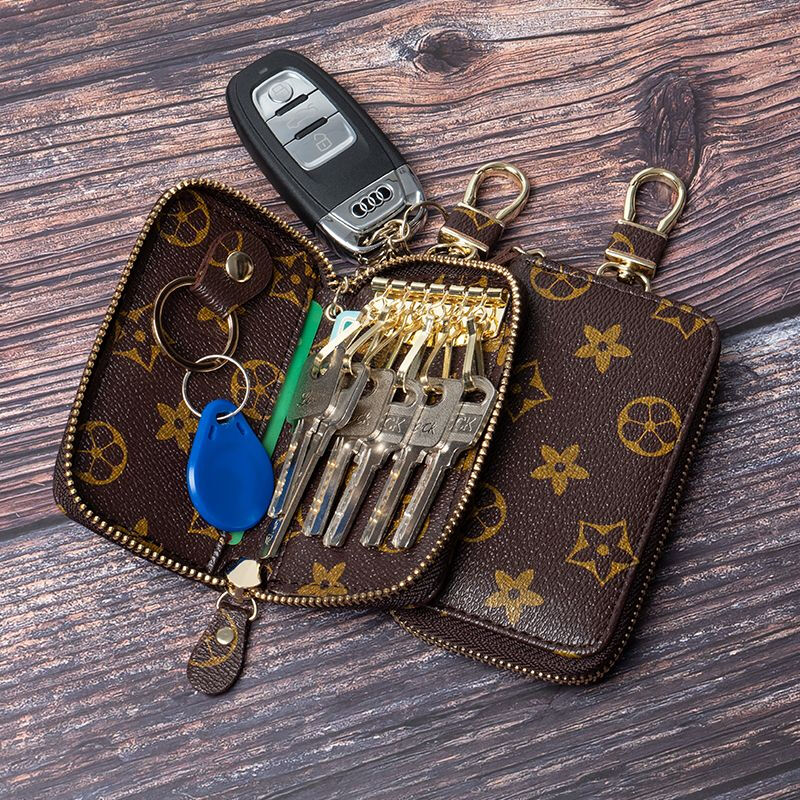 Ye Yu Large Capacity Universal Waist Key Bag for Men and Women Compact and Simple Internet Celebrity Multi-Function Home Key Bag Storage Bag Checkerboard Black/Small Size Can Hold 6 to 8 Keys Editor