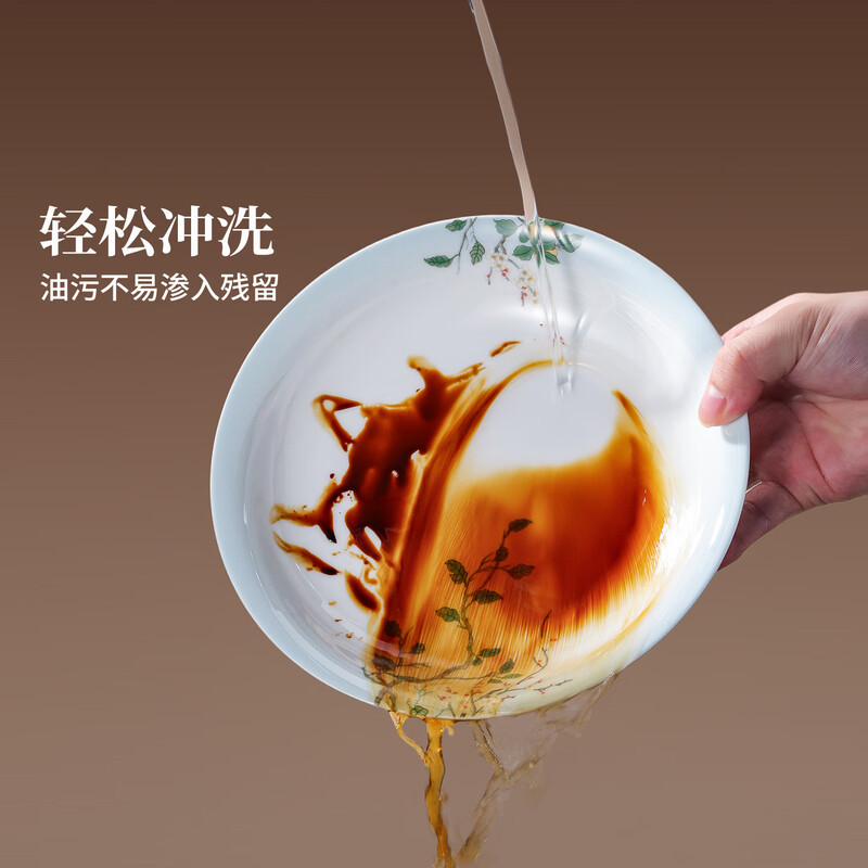 Jingdezhen official ceramics Chinese color high temperature white porcelain bowls and plates tableware set household rice bowl soup plate housewarming gift national color delicious Qingpingle tableware-22 head set