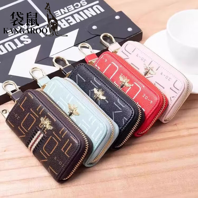 Kangaroo (KANGAROO) new Korean style fashion key bag, high-looking, multi-functional and personalized home key chain, versatile universal waist bag, pink
