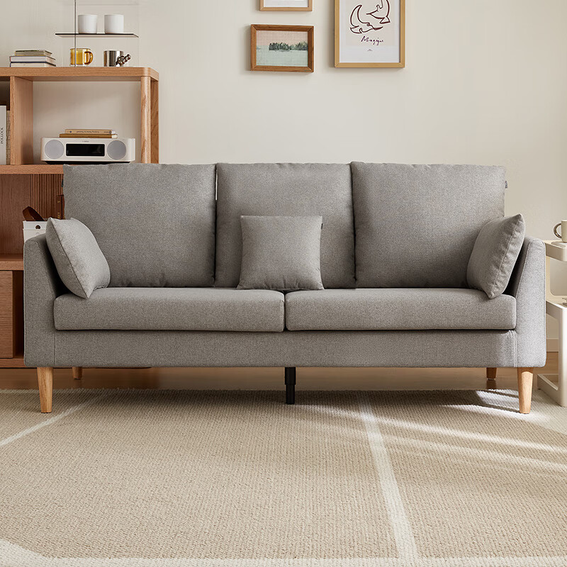 Quanyou Home Modern Simple Furniture Fabric Sofa Small Apartment Home Bedroom Living Room Solid Wood Leg Three-Seater Sofa