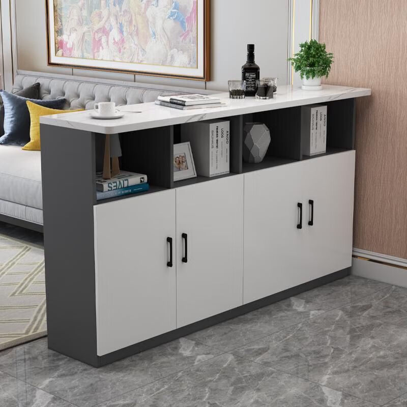 Zimuya home bar table kitchen restaurant partition cabinet multi-functional entrance cabinet modern simple small bar wine cabinet high table white cabinet + marble color countertop + white cabinet length 60 double doors