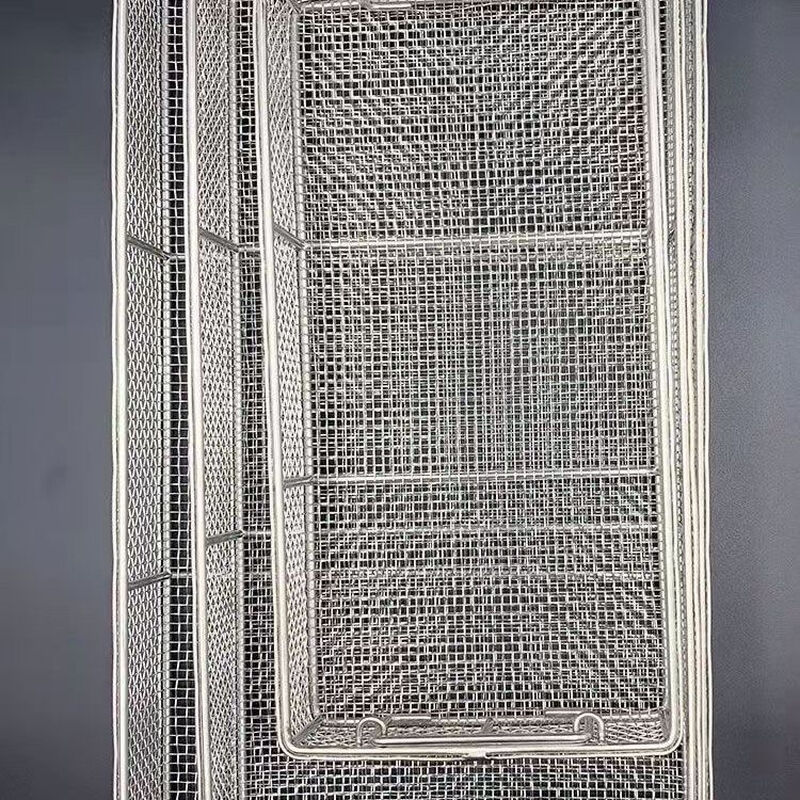 Jianyimao 304 stainless steel ultrasonic efficient disinfection kitchen rectangular cleaning storage basket frying basket mesh 4 mm 30cm*30cm*15cm length, width and height