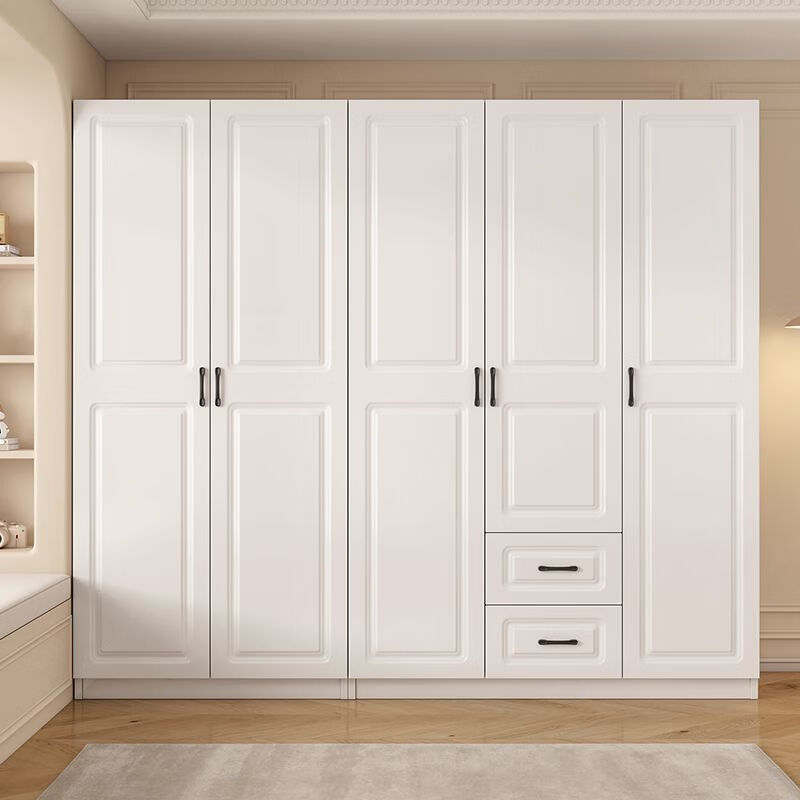 Wen Xinfu Wardrobe Home Bedroom Sturdy and Durable 2024 Rental Room with Drawers European Style Double Door Eco-Friendly Wardrobe 2025 Model Upstairs 50mma Model