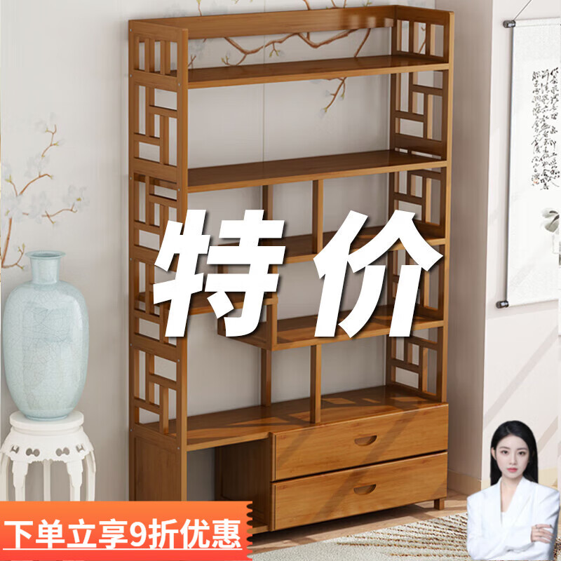 Badiqi New Chinese Style Duobao Pavilion Bogu Rack Tea Display Display Cabinet Living Room Antique Ornaments Storage Rack Partition Shelf Single - Six-Layer 80 Fence Model No Drawer Style