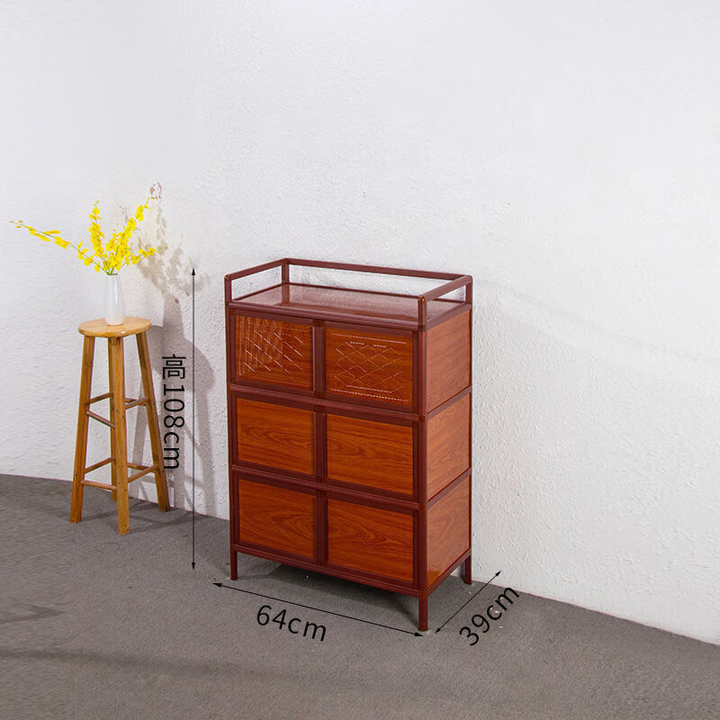 An Junsheng mahogany grain cupboard home kitchen cabinet simple storage cabinet storage cabinet storage cabinet multi-functional economical mahogany grain three-layer 64*39*108