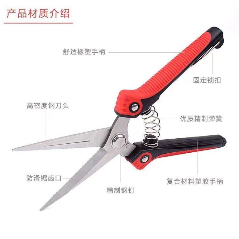 Fengxi powerful and labor-saving fruit-picking scissors, stainless steel serrated gardening pruning shears, fruit and vegetable gardening tools (1 set included)