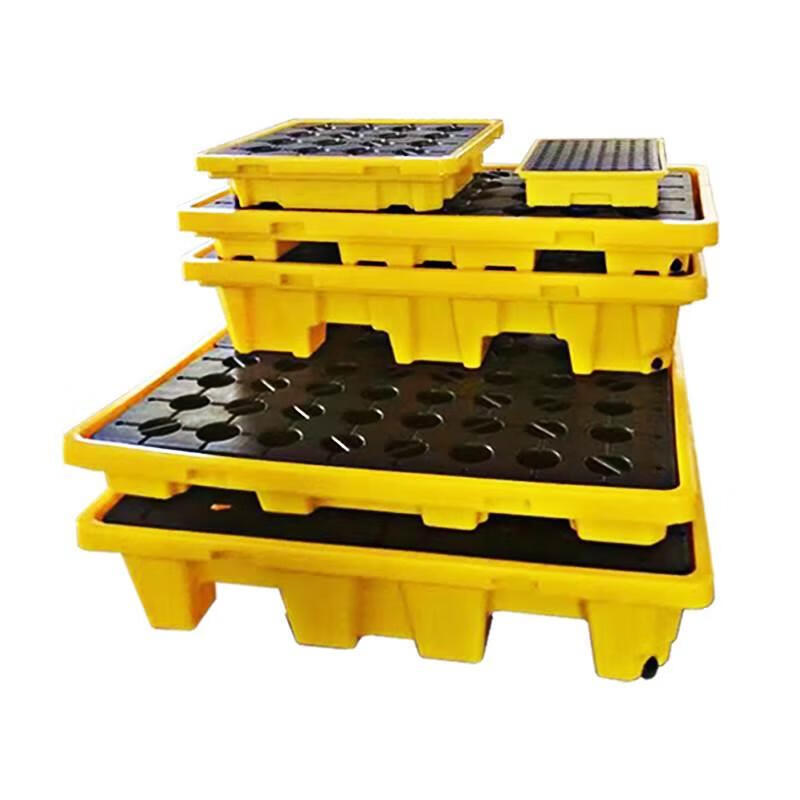 Four-barrel anti-leak pallet anti-leak plastic hazardous waste leakage chemical secondary container oil barrel anti-leak oil receiving tray 1300*1100*300mm four-barrel ton barrel pallet